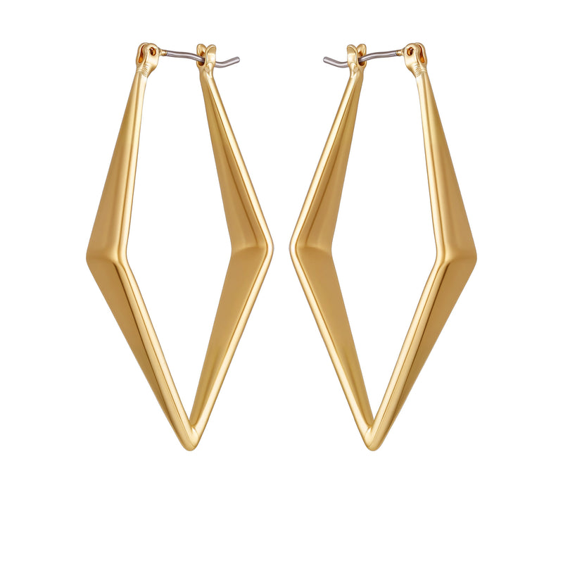 Goldtone Diamond Shaped Hoop Earrings