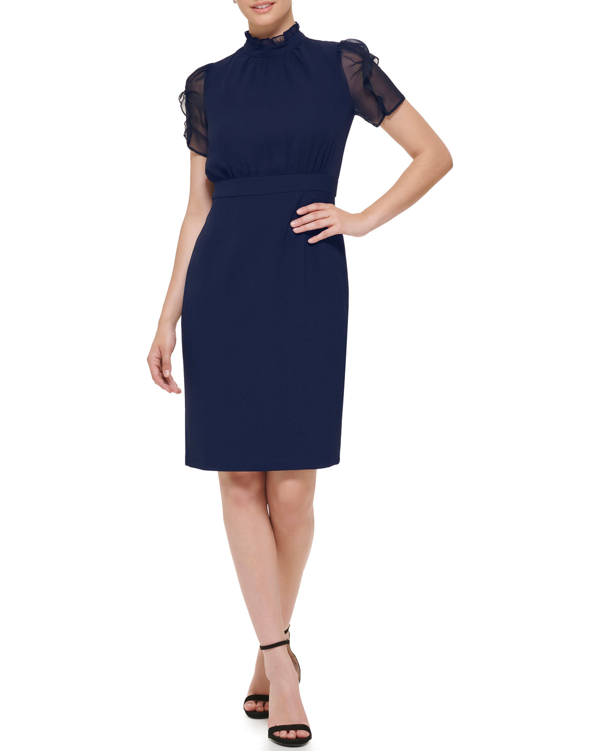 Chiffon Stand-Collar Dress