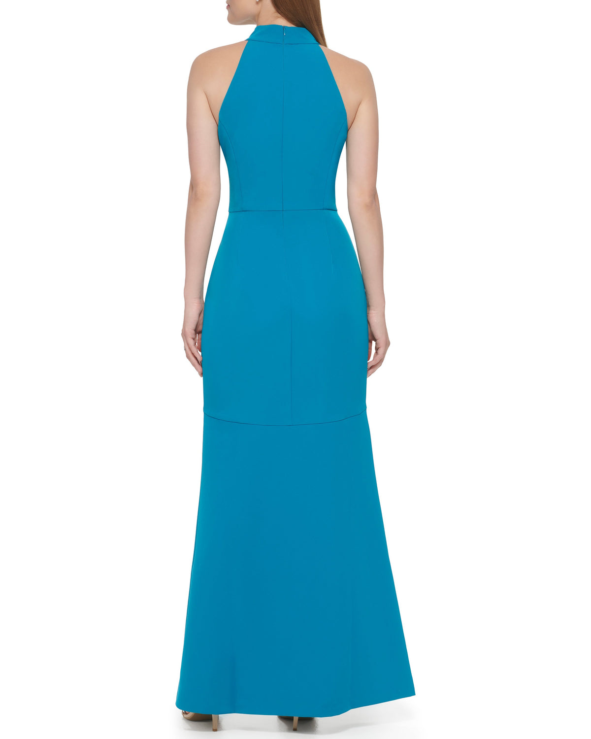 Ruffled Mock-Neck Gown