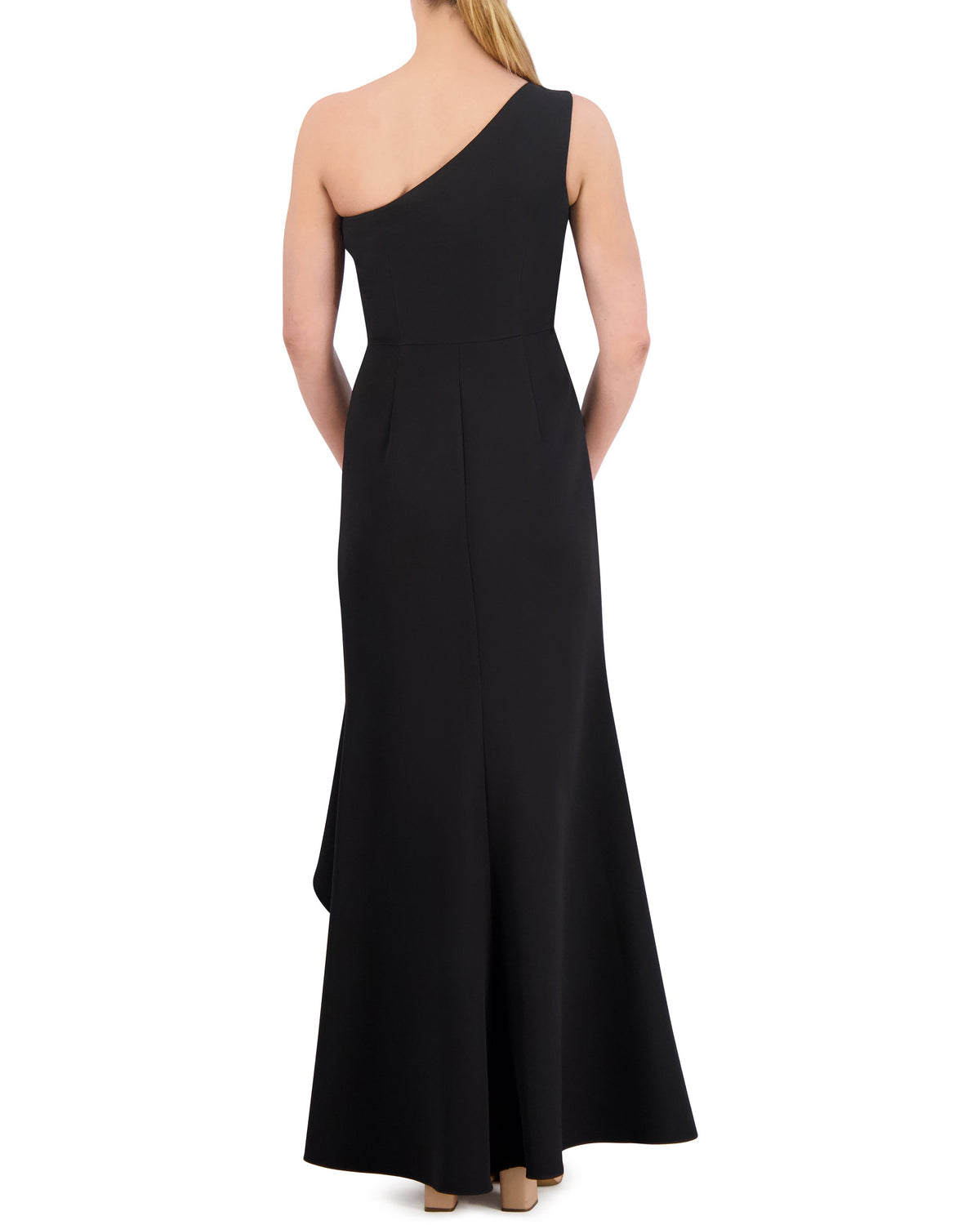 Ruffled One-Shoulder Twist-Front Gown