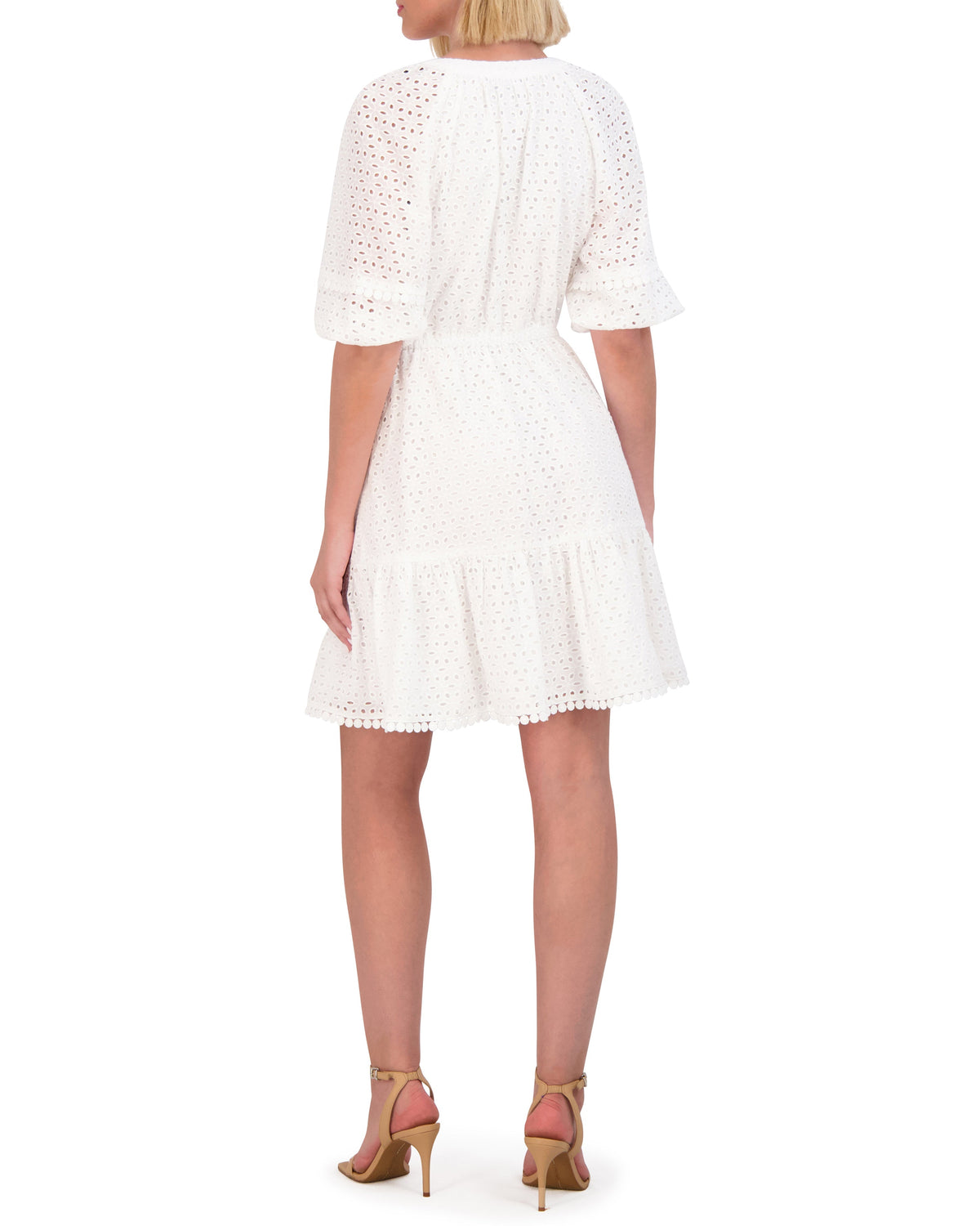 Cotton Eyelet Tasseled Drawstring Dress