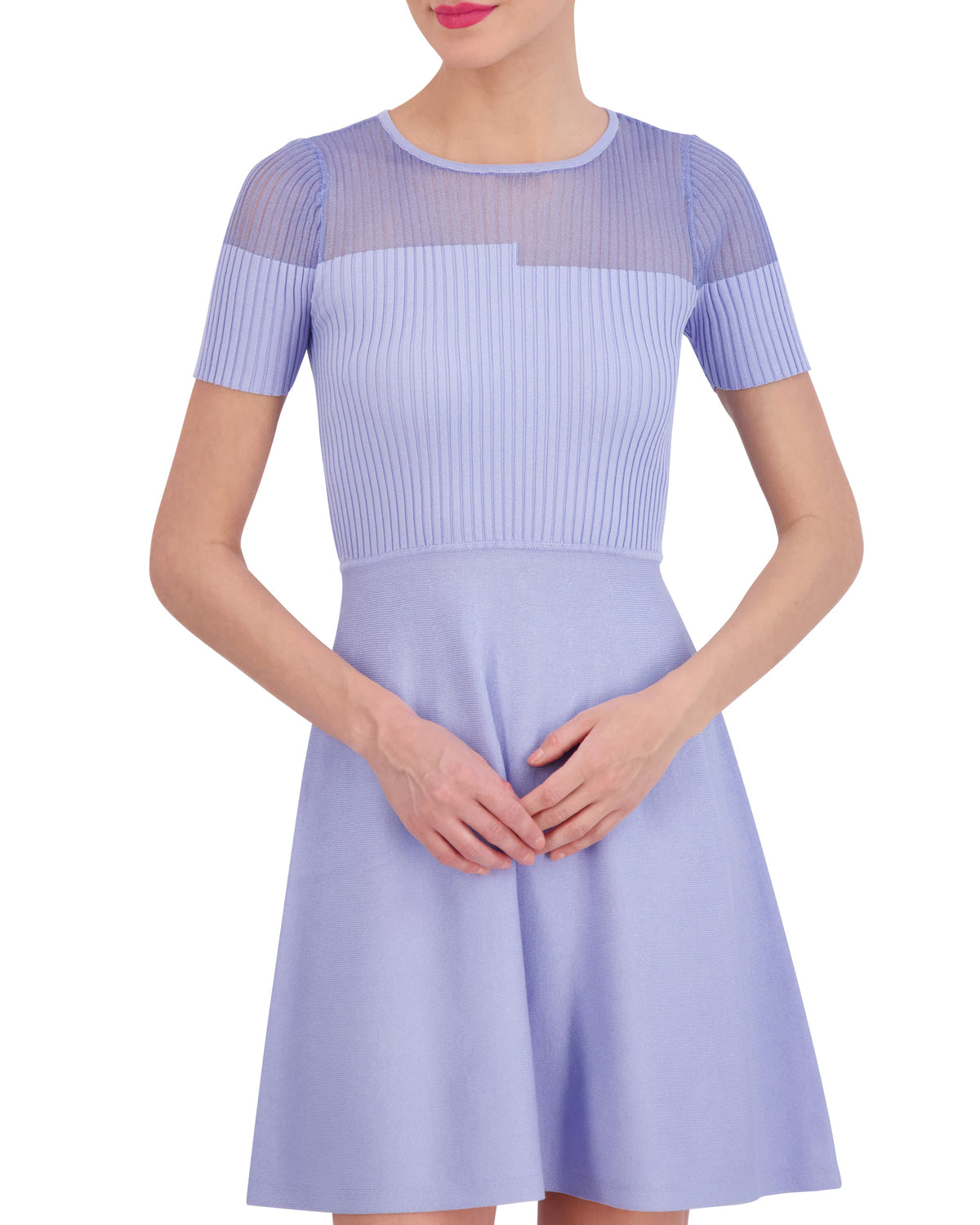 Ribbed-Bodice Fit-And-Flare Dress