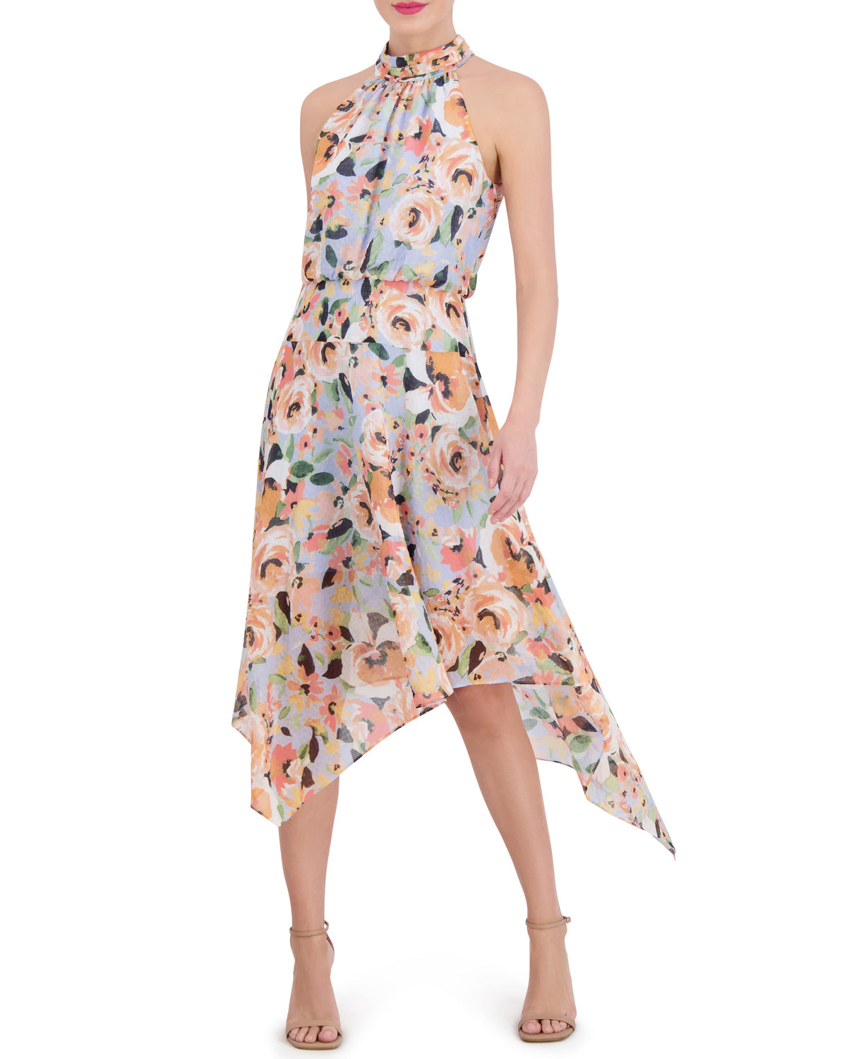 Floral-Print Asymmetric-Hem Dress