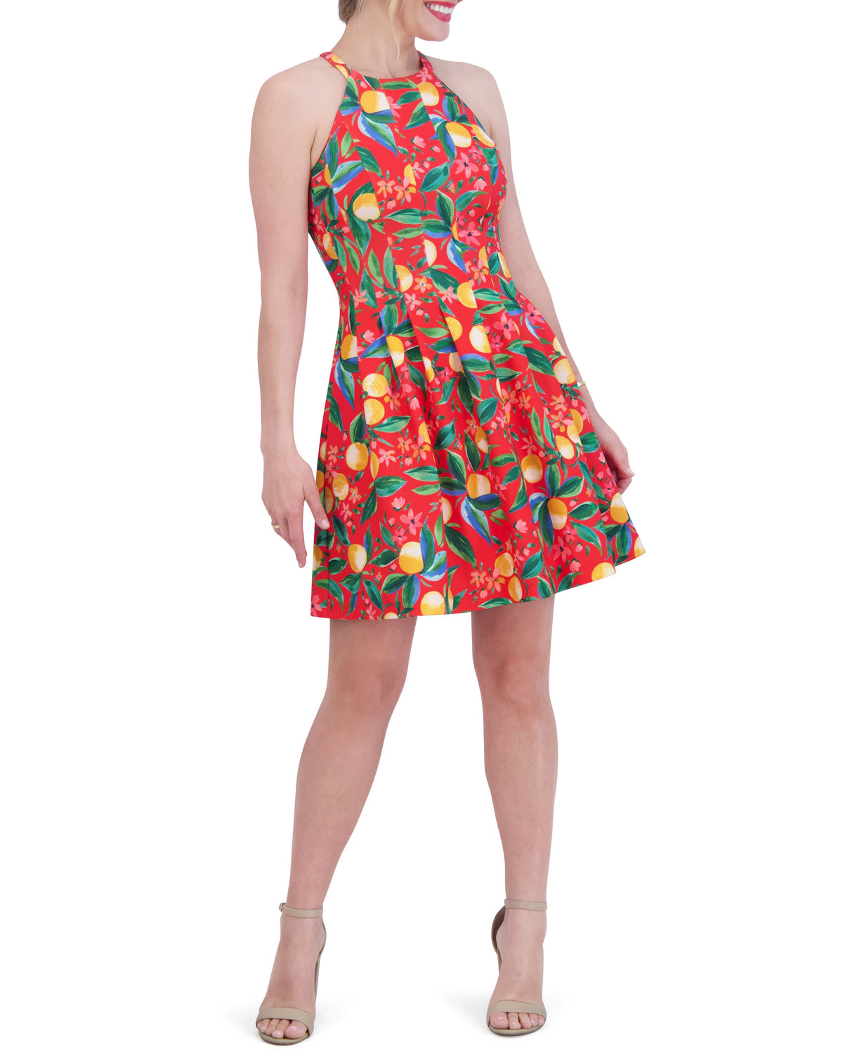 Printed Cutout Halter Dress