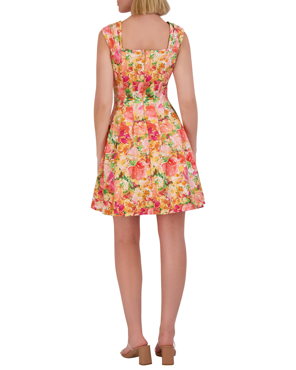 Petite Printed Square-Neck Fit-And-Flare Dress