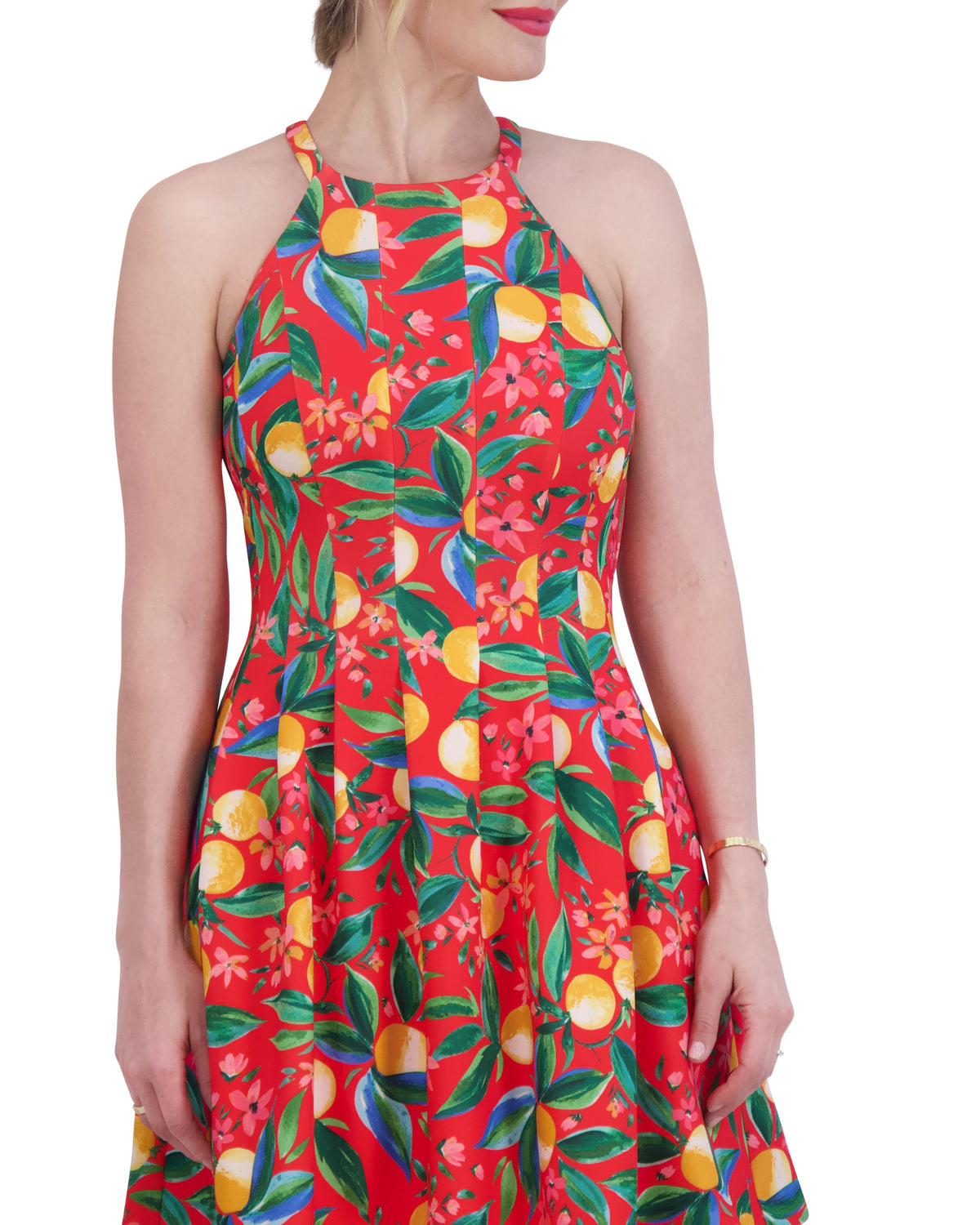 Petite Printed Cutout Halter Dress