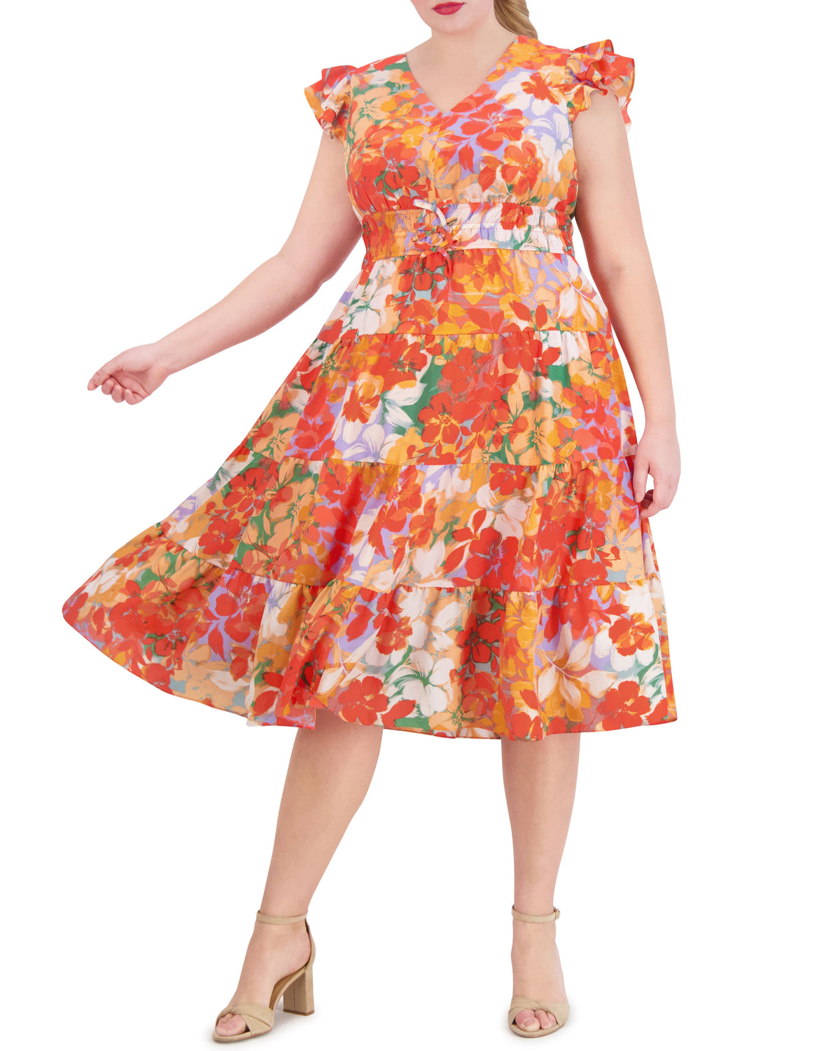 Plus-Size Floral-Print Tiered Dress