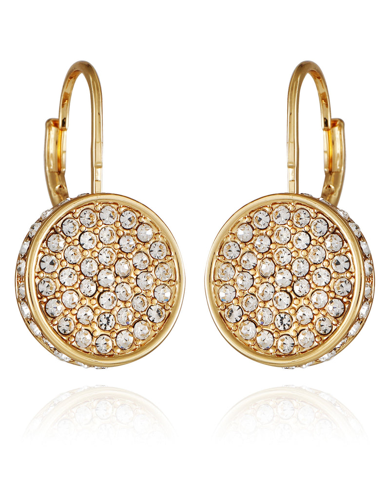 Pave Goldtone Drop Earrings