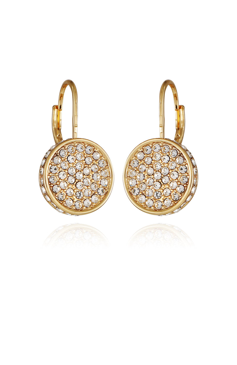 Pave Goldtone Drop Earrings