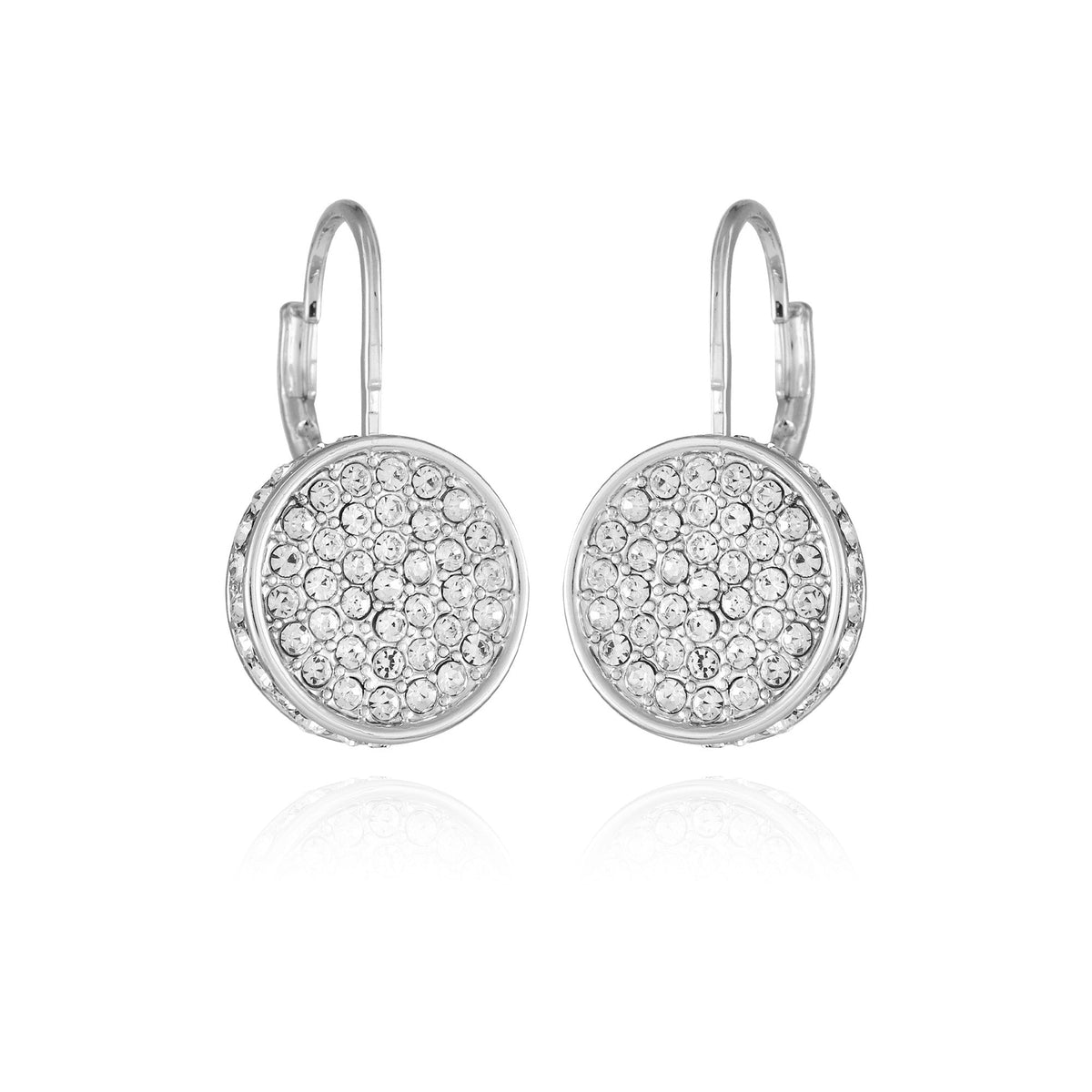Silvertone Glass Stone Coin Leverback Earrings - Vince Camuto