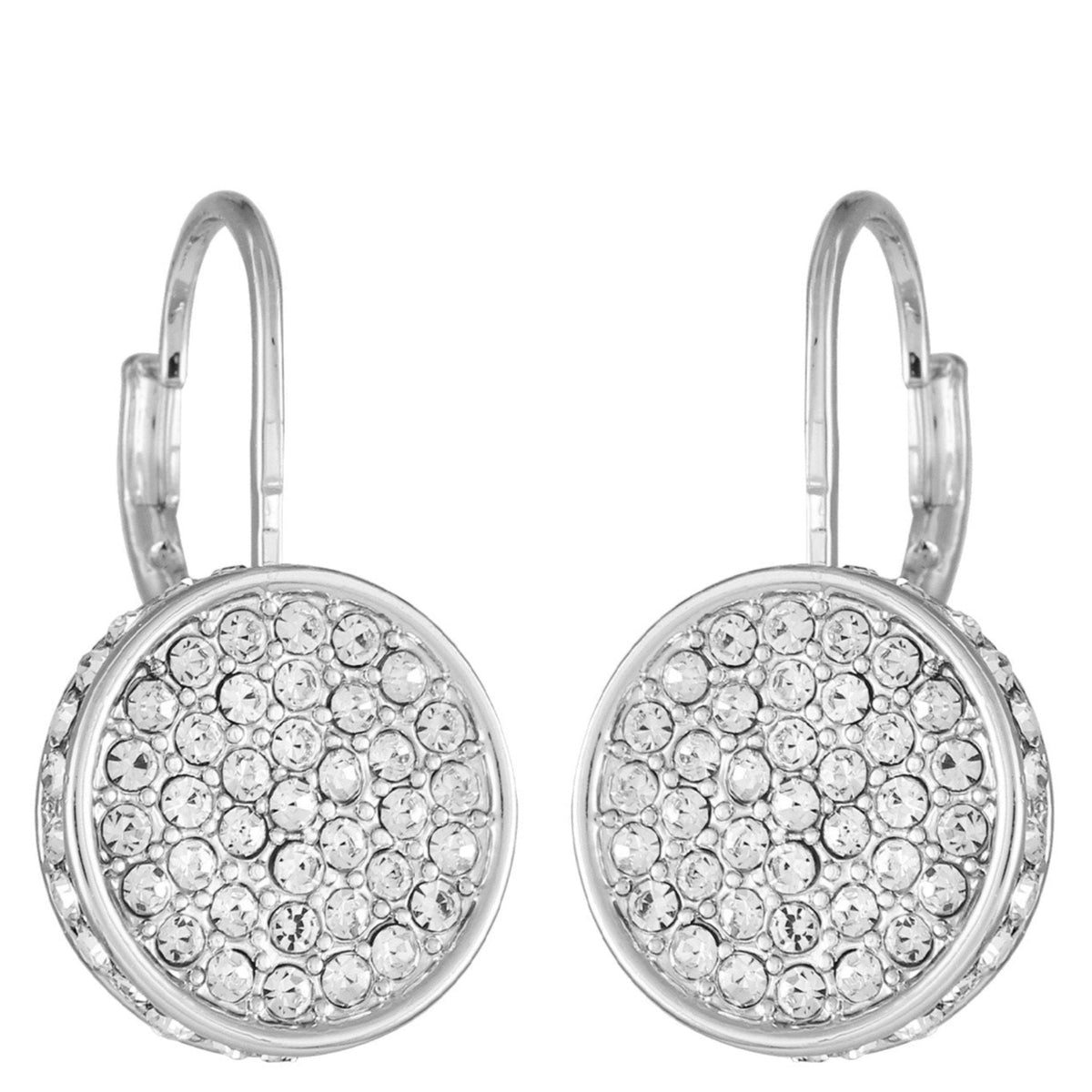 Silvertone Glass Stone Coin Leverback Earrings - Vince Camuto