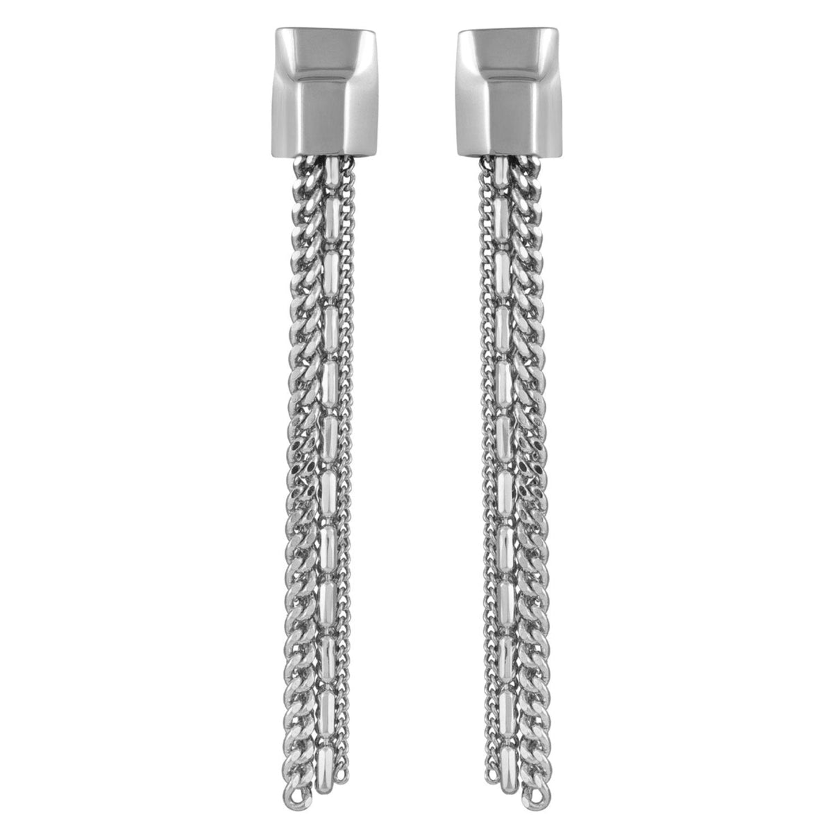 Silvertone Mixed Chain Linear Tassel Dangle Drop Earrings - Vince Camuto