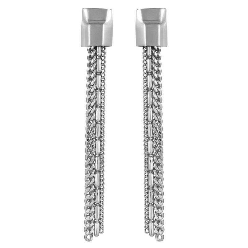 Silvertone Mixed Chain Linear Tassel Dangle Drop Earrings