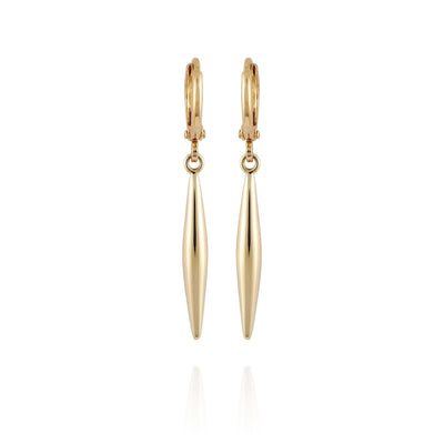 Goldtone Spear Dangle Huggie Hoop Dangle Drop Earrings