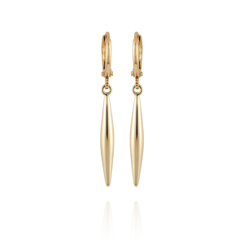 Goldtone Spear Dangle Huggie Hoop Dangle Drop Earrings