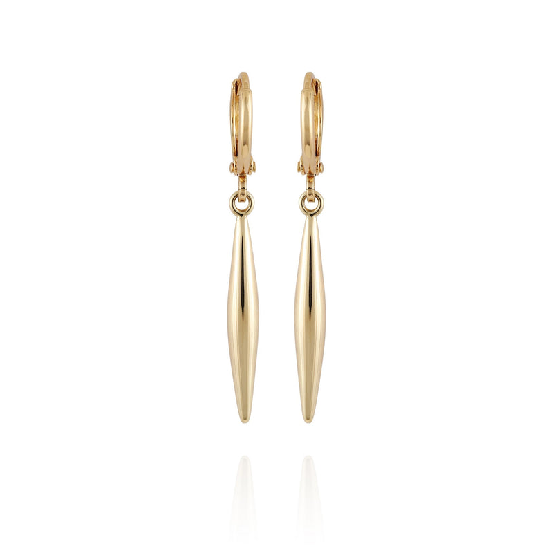 Goldtone Spear Dangle Huggie Hoop Dangle Drop Earrings