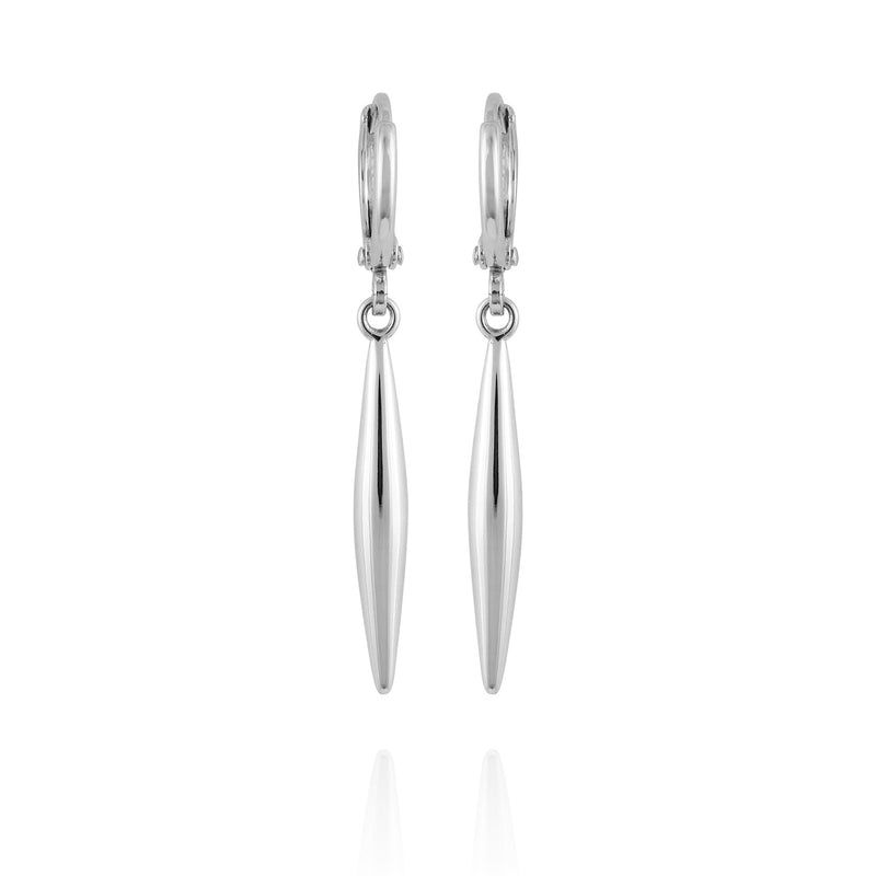 Silvertone Spear Dangle Huggie Hoop Drop Earrings