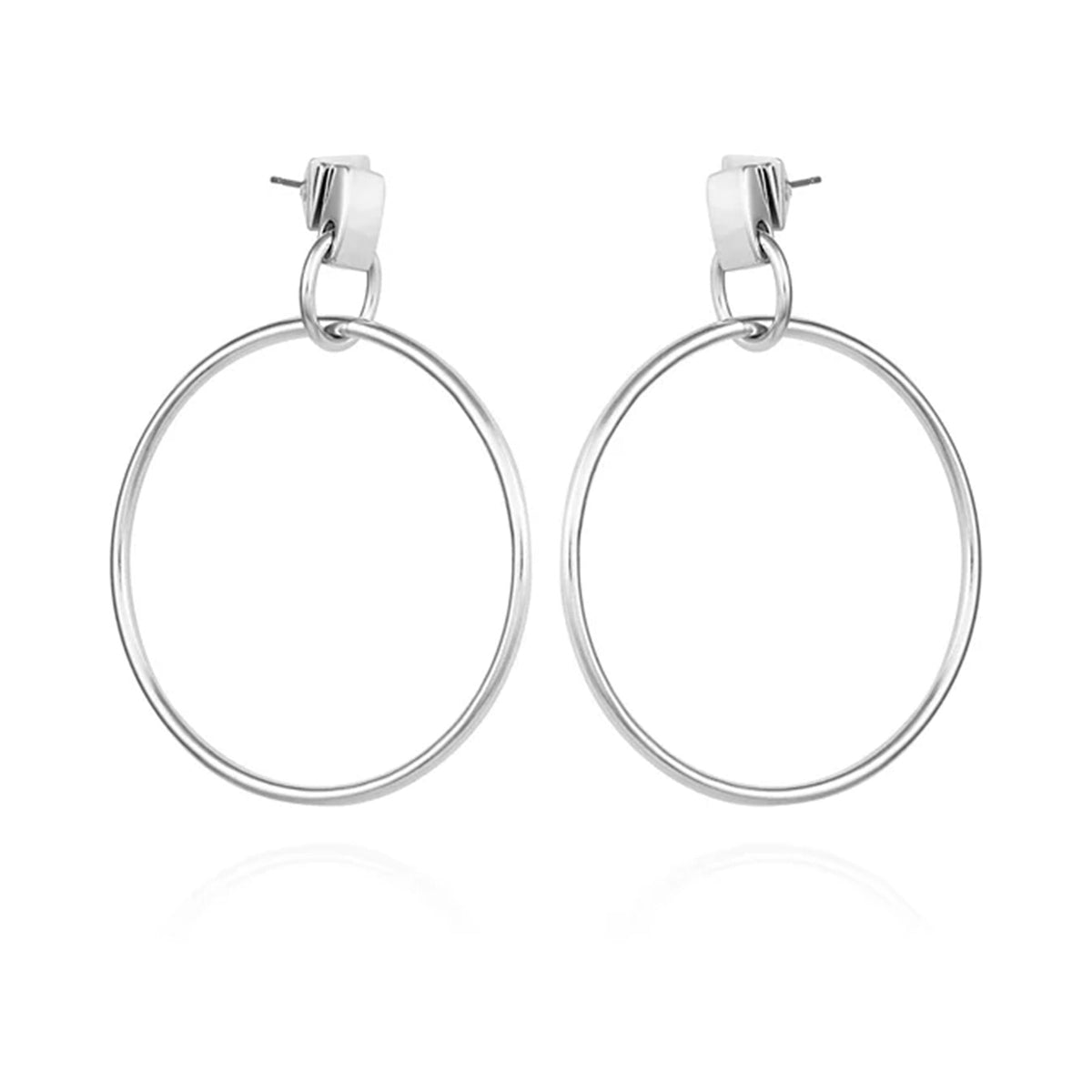 Silvertone Hoop Drop Earrings - Vince Camuto