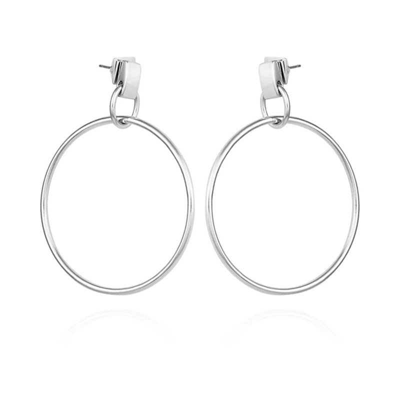 Silvertone Hoop Drop Earrings