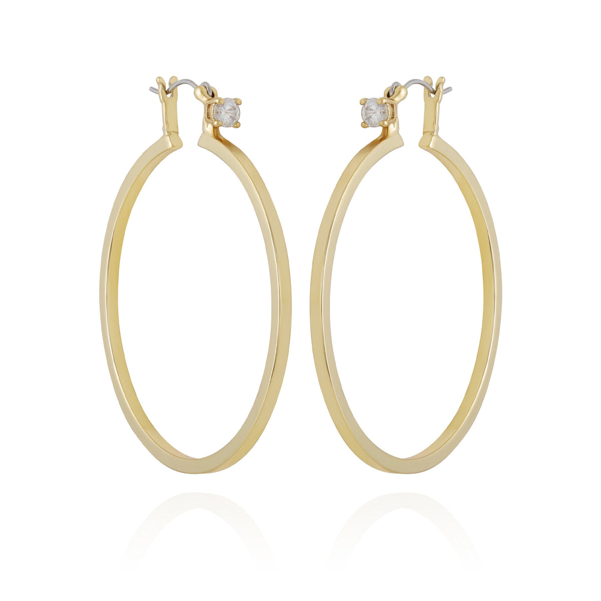 Goldtone Cubic Zirconia Large Hoops Earrings - Vince Camuto