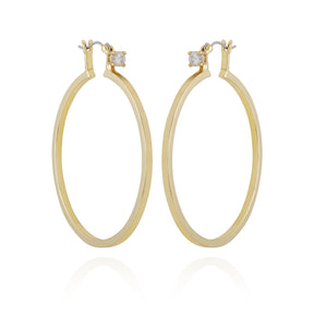 Goldtone Cubic Zirconia Large Hoops Earrings - Vince Camuto