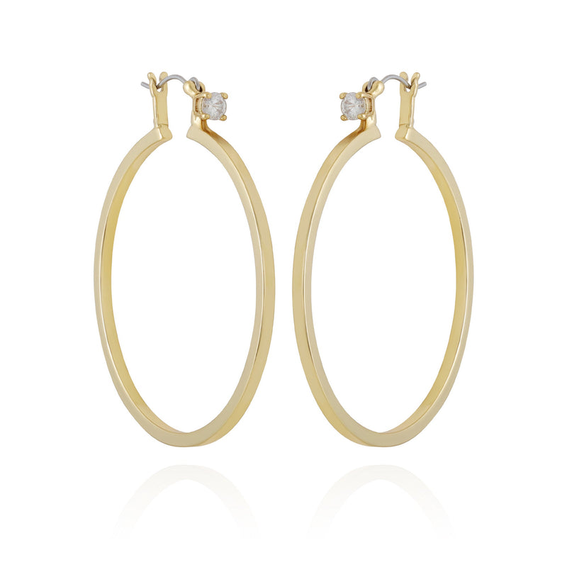 Goldtone Cubic Zirconia Large Hoops Earrings