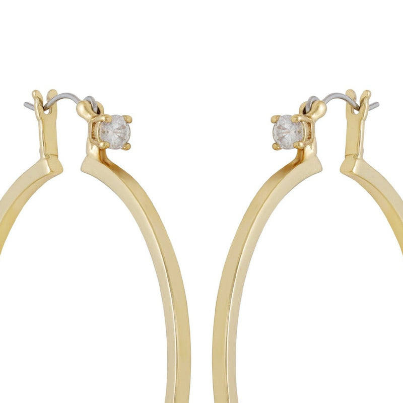 Goldtone Cubic Zirconia Large Hoops Earrings