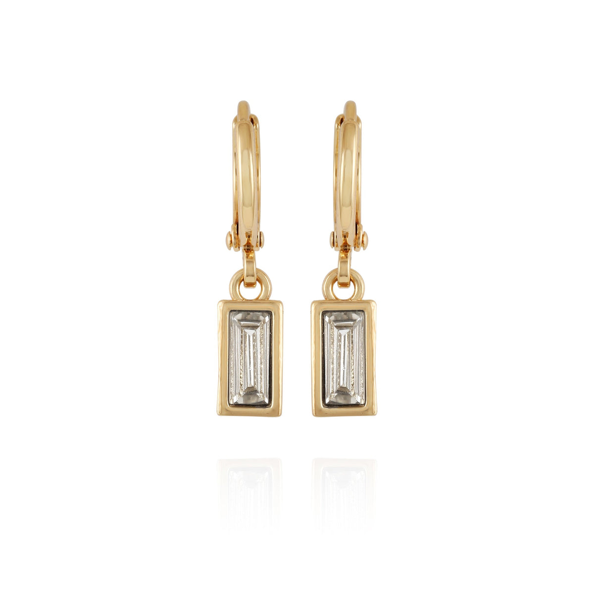 Rectangular Glass Stone Huggie Drop Earrings - Vince Camuto