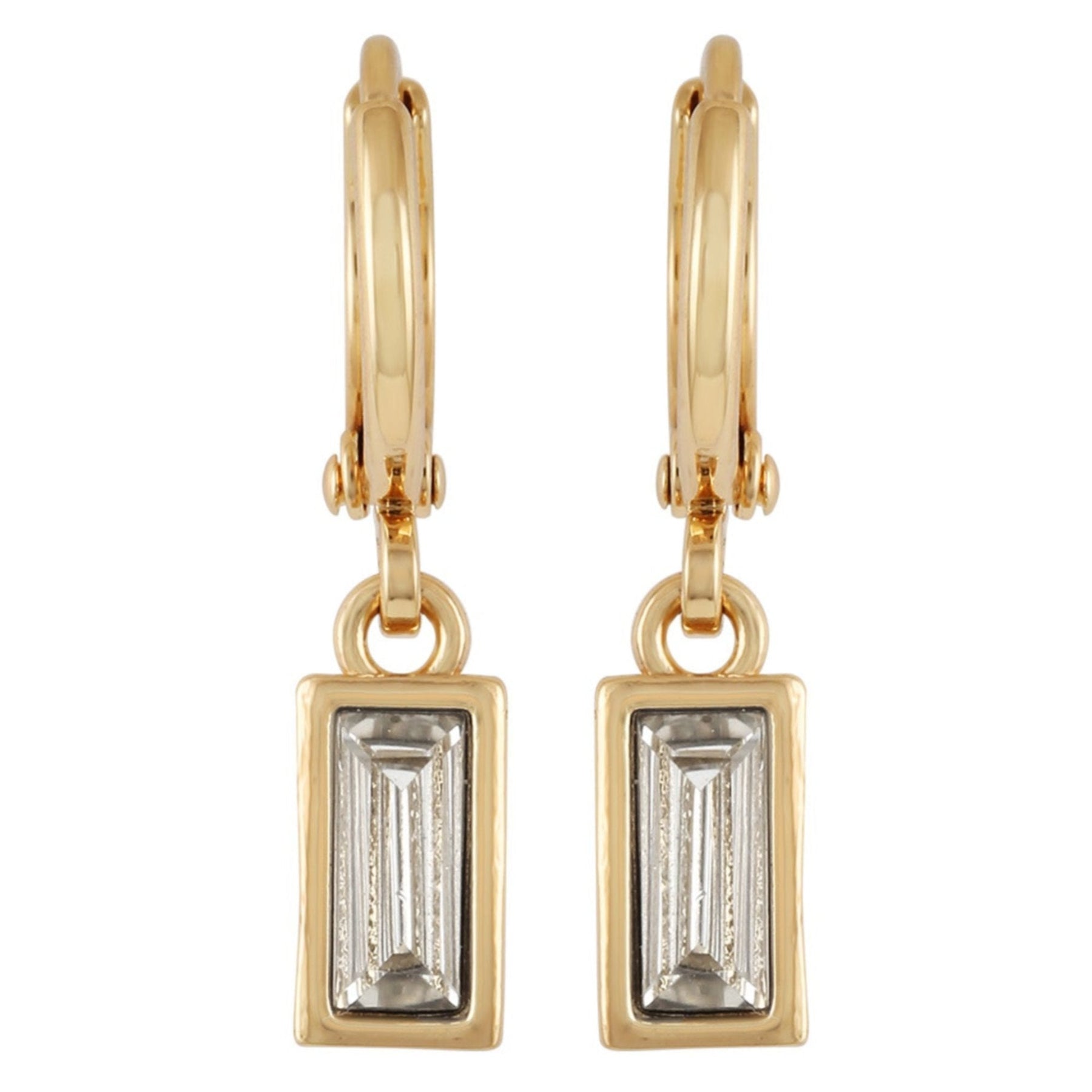 Rectangular Glass Stone Huggie Drop Earrings - Vince Camuto