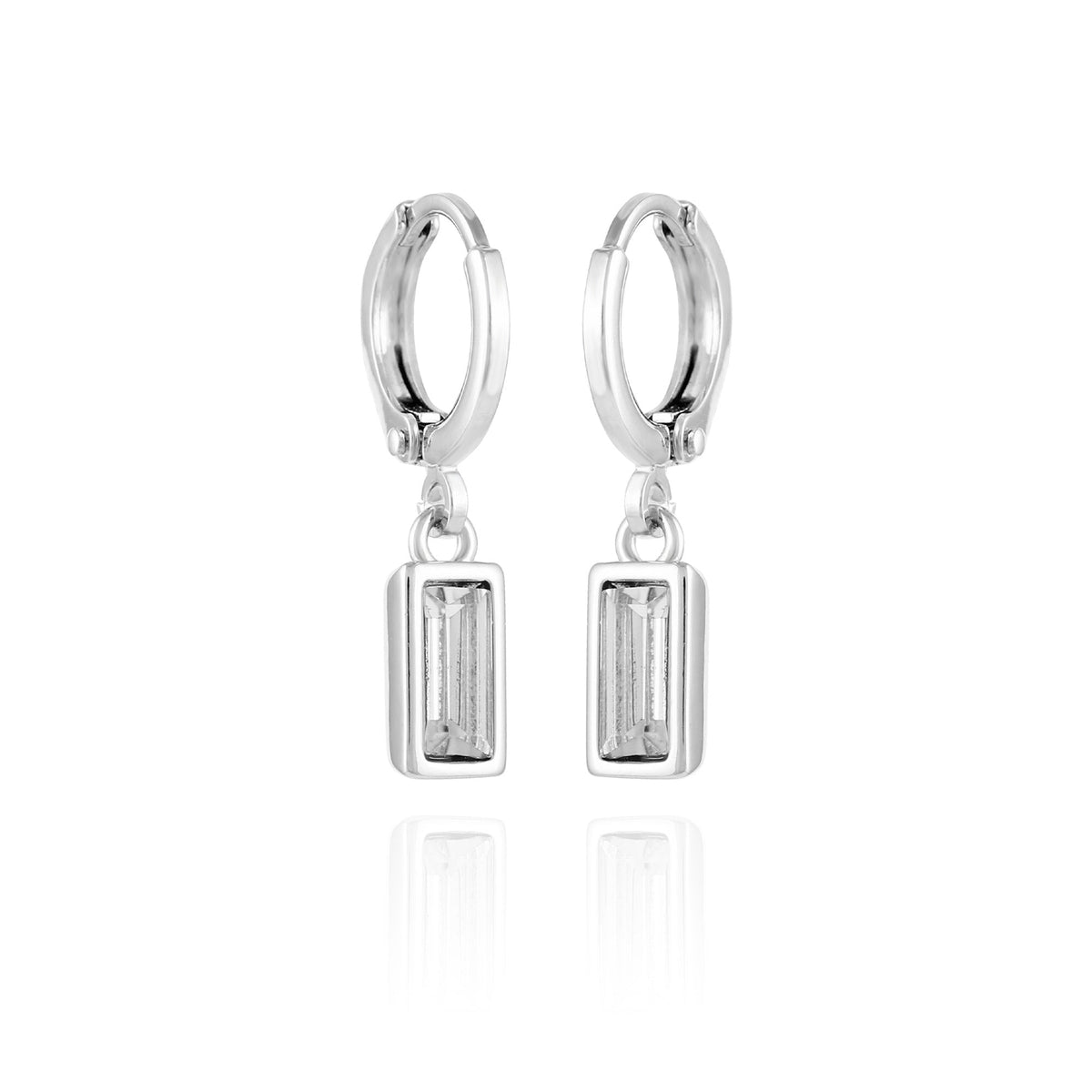 Rectangular Glass Stone Huggie Drop Earrings - Vince Camuto
