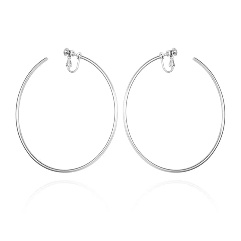 Extra Large Open Hoop Clip On Earrings