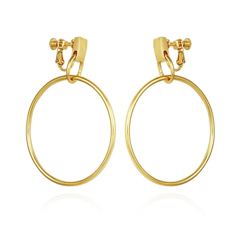 Drop Hoop Clip On Earrings
