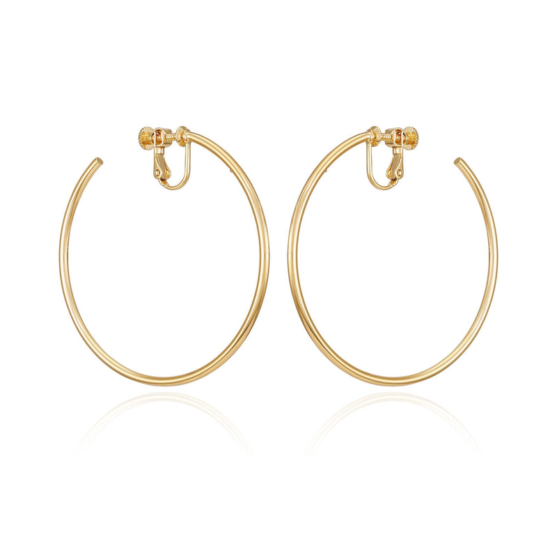 Large Open Hoop Clip On Earrings