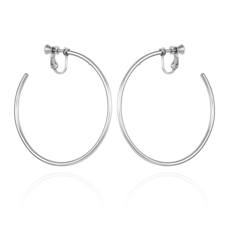 Large Open Hoop Clip On Earrings