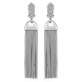 Silvertone Pave Tassel Drop Clip On Earrings - Vince Camuto
