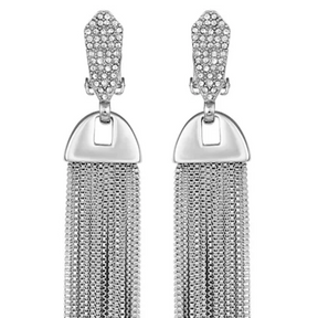 Silvertone Pave Tassel Drop Clip On Earrings - Vince Camuto