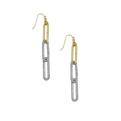 Two Tone Crystal Stone Paper Clip Drop Earrings - Vince Camuto