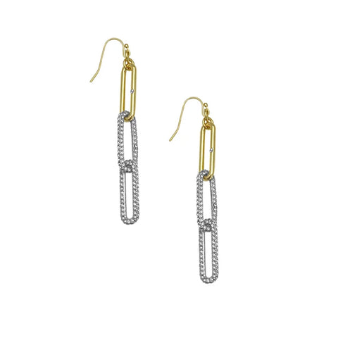 Two Tone Crystal Stone Paper Clip Drop Earrings - Vince Camuto