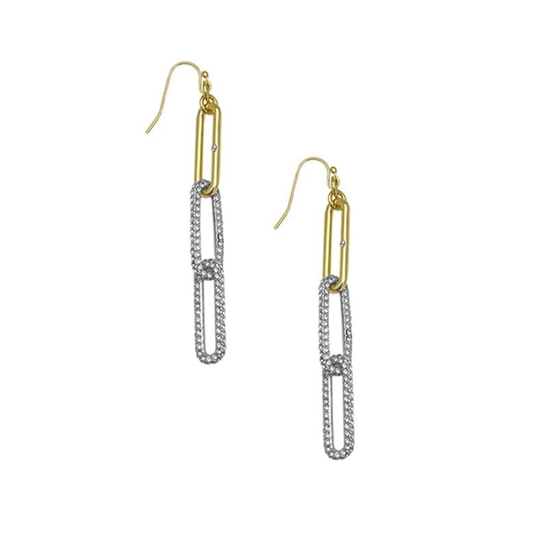 Two Tone Crystal Stone Paper Clip Drop Earrings - Vince Camuto