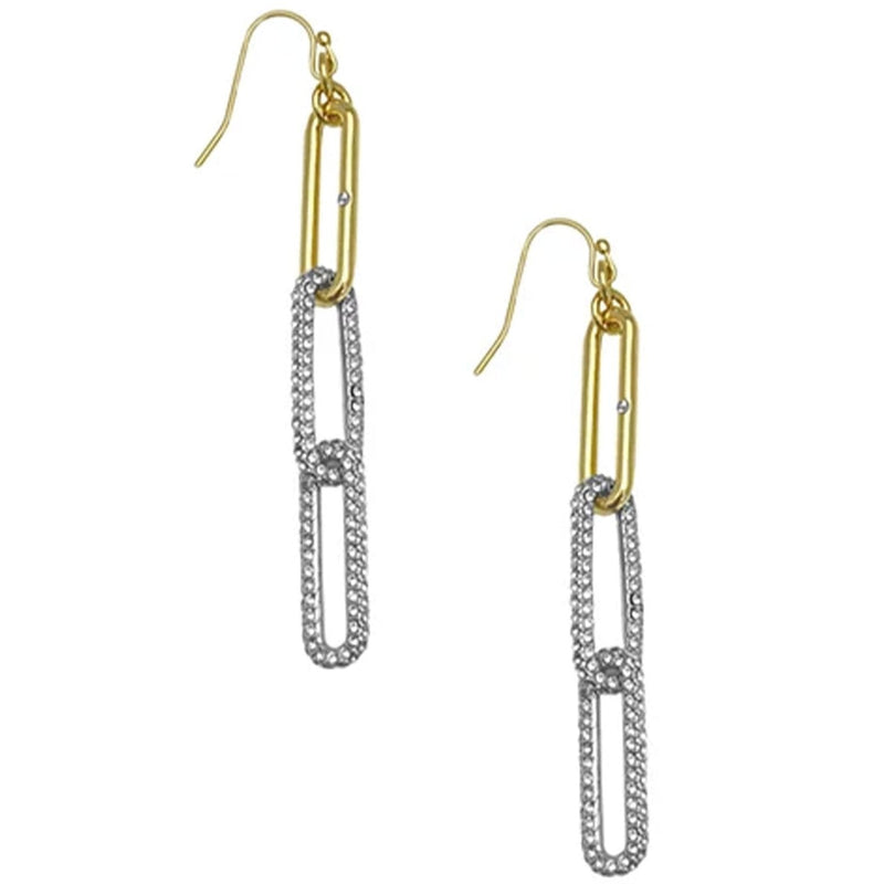 Two Tone Crystal Stone Paper Clip Drop Earrings - Vince Camuto
