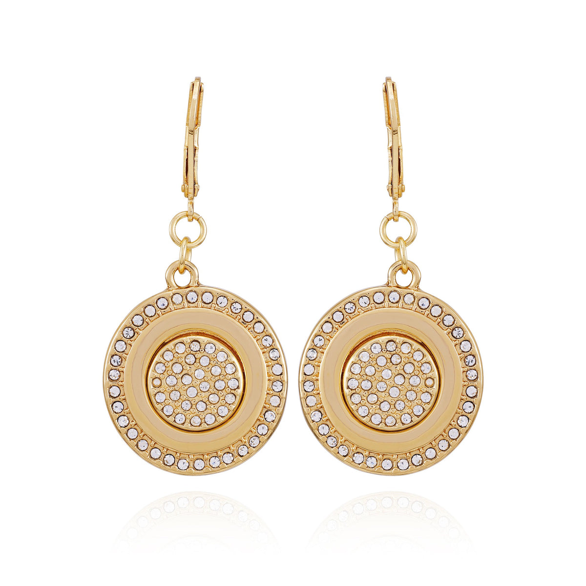 Goldtone Pave Stone Coin Drop Earrings - Vince Camuto