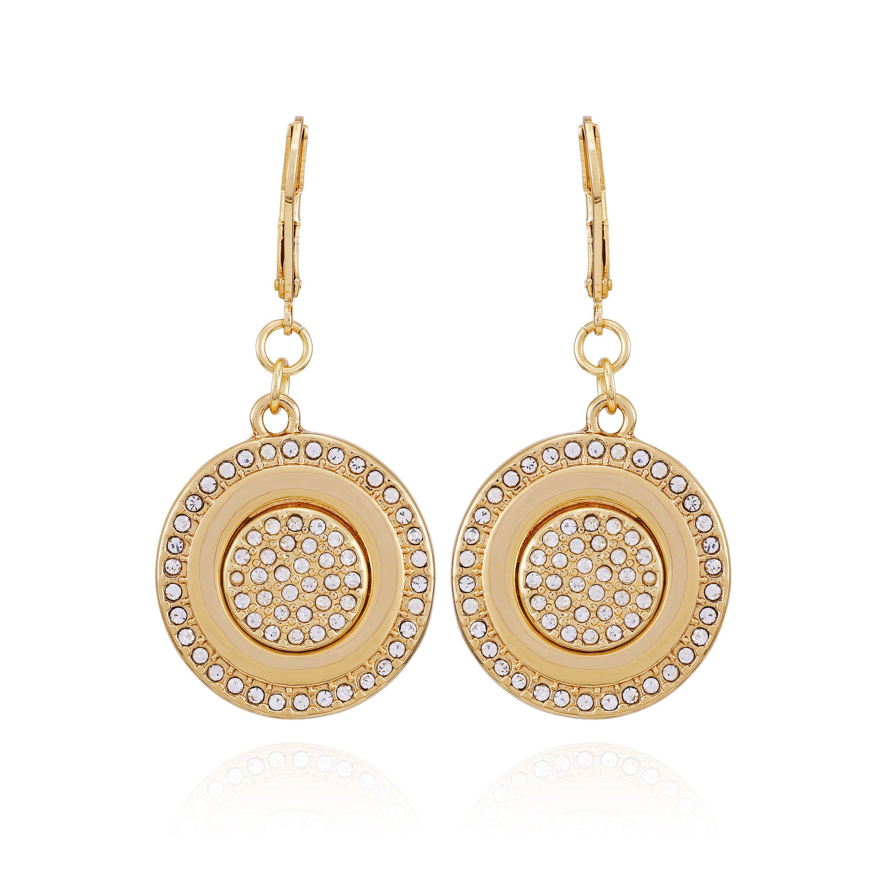 Goldtone Pave Stone Coin Drop Earrings - Vince Camuto