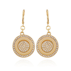 Goldtone Pave Stone Coin Drop Earrings - Vince Camuto