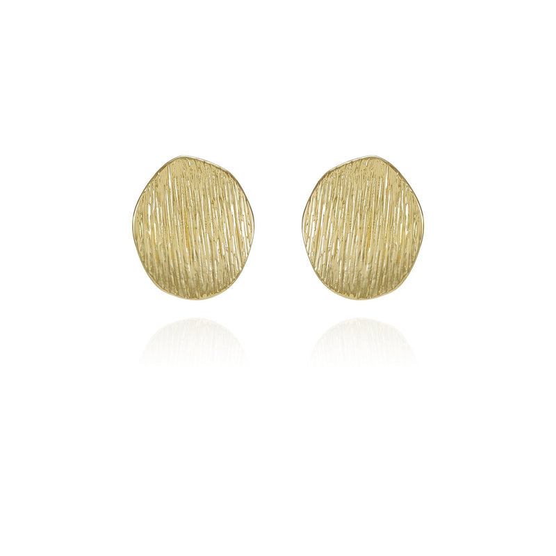 Goldtone Texturized Pebble Coin Earrings