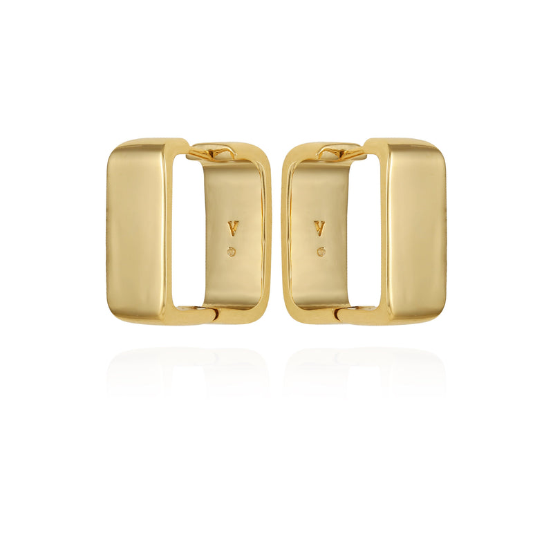 Brass Rectangle Hoop Earrings