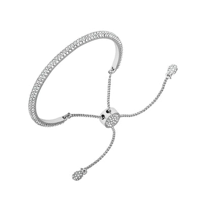 Silvertone Pave Crystal Stone Slider Bracelet - Vince Camuto