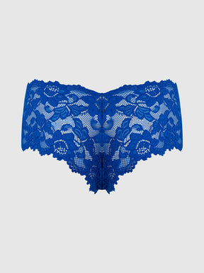 Jessica Lace Crotchless Cheeky - Cobalt Blue