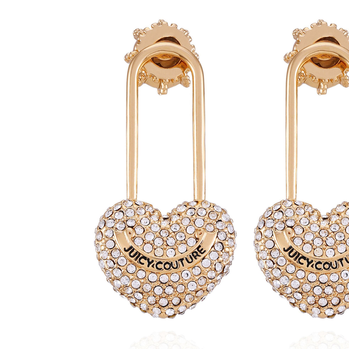 Pavé Heart Drop Hoop Earrings