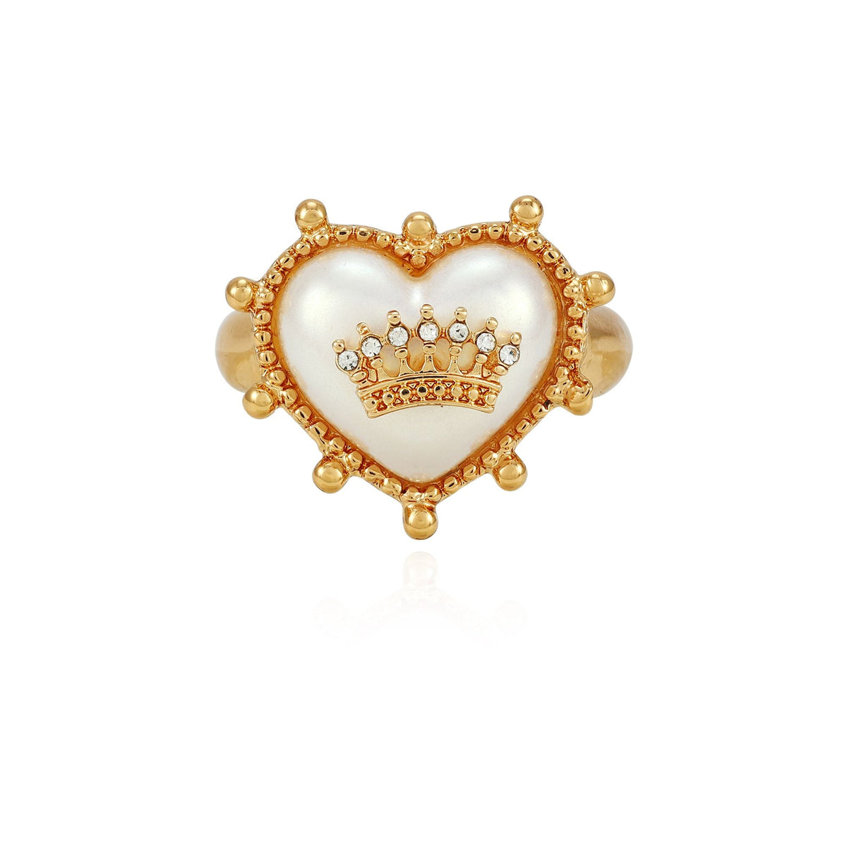 Crown in Heart Pearl Cocktail Ring