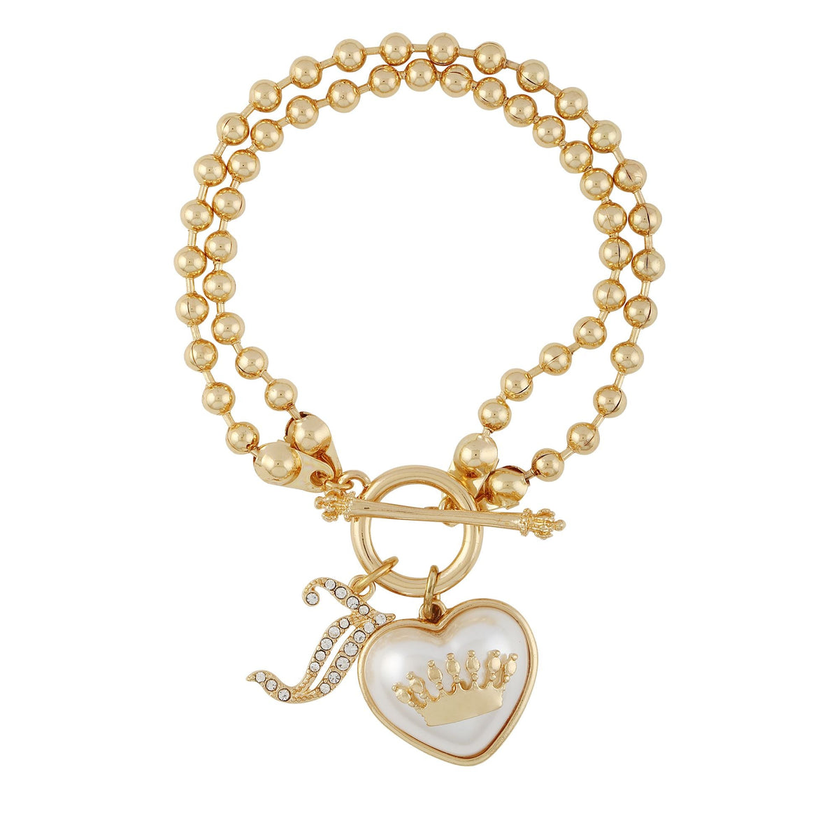 Crown in Heart Charm Bead Bracelet